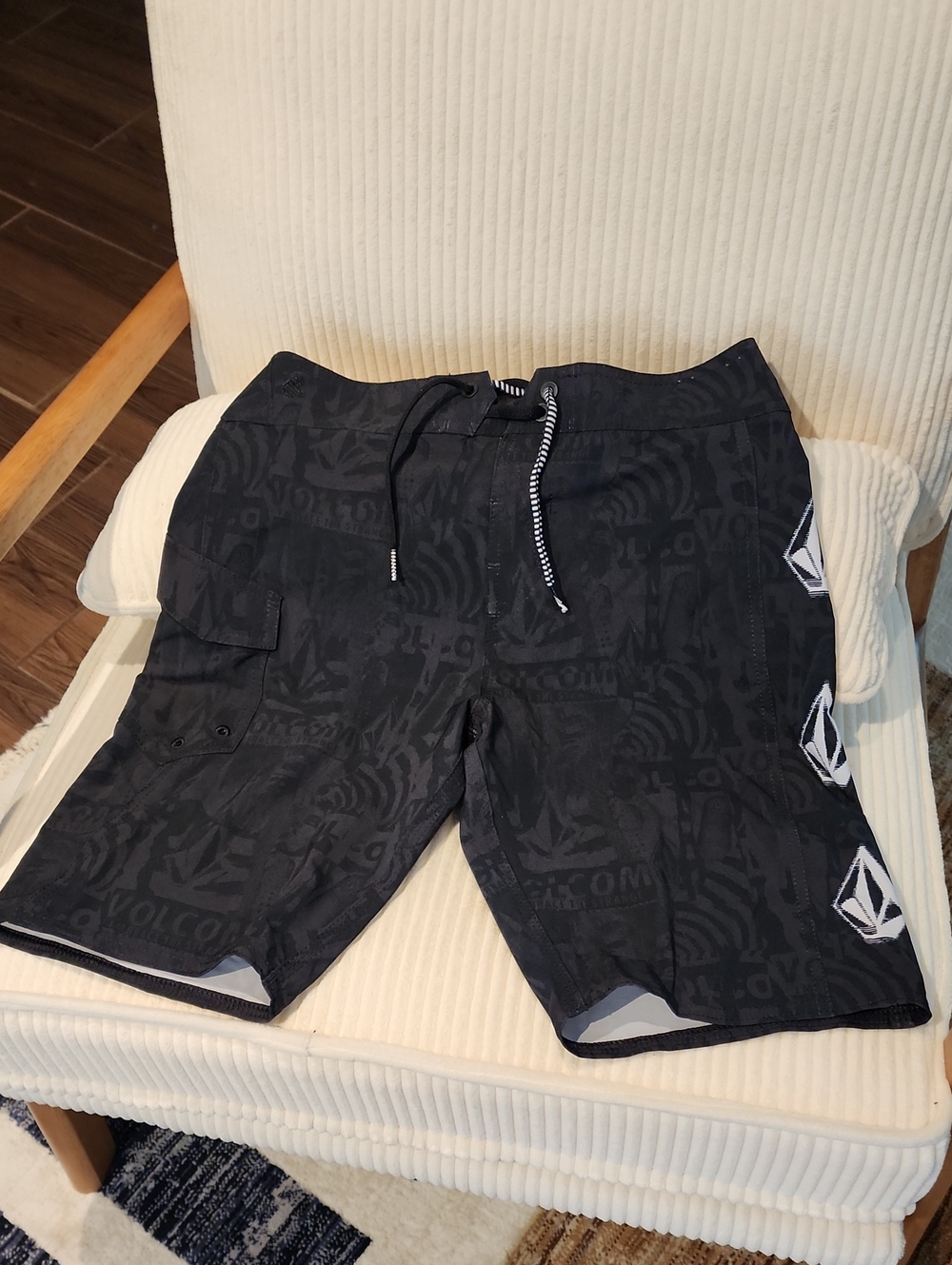Volcom Black Tonal Logo Swim Boardshorts